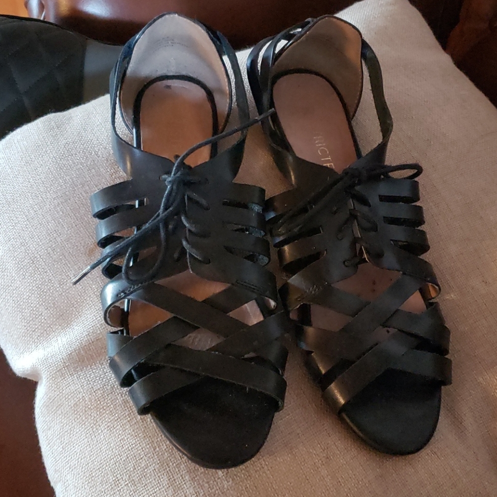 Leather sock sandals. Lace up.
